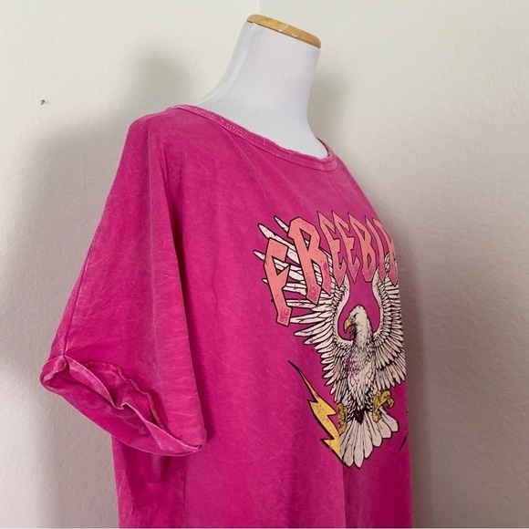 HRT & LUV Mineral Washed Tee Shirt Dress Freebird 2XL Pink Knee Length - Picture 6 of 14